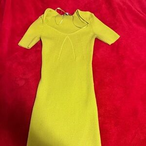 Lime Green Stretchy XS Cotton Mini Dress